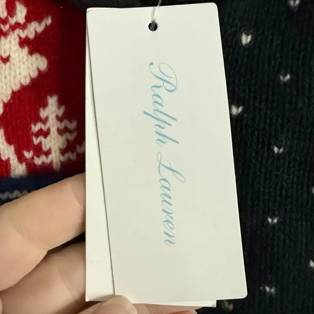 Ralph Lauren Girls Holiday Patchwork Wool Blend Knitted Sweater- Size 18-24mo‎